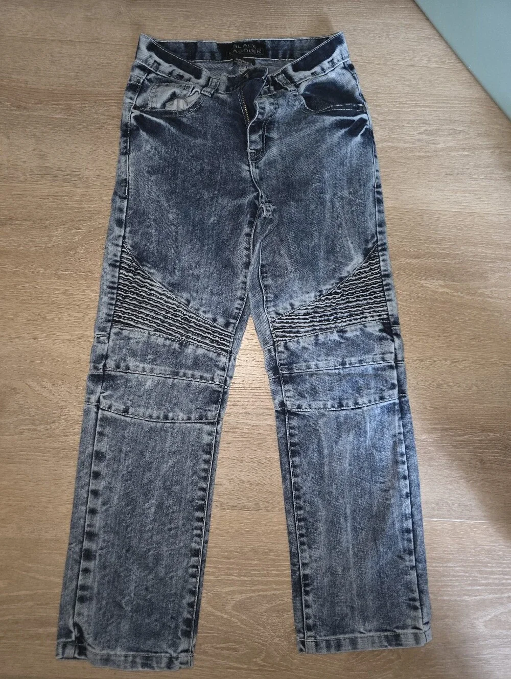 Boys Size 8 Black Jeans with Ribbed Knee Detail